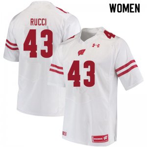 Women's Wisconsin Badgers NCAA #43 Hayden Rucci White Authentic Under Armour Stitched College Football Jersey TU31C04LJ